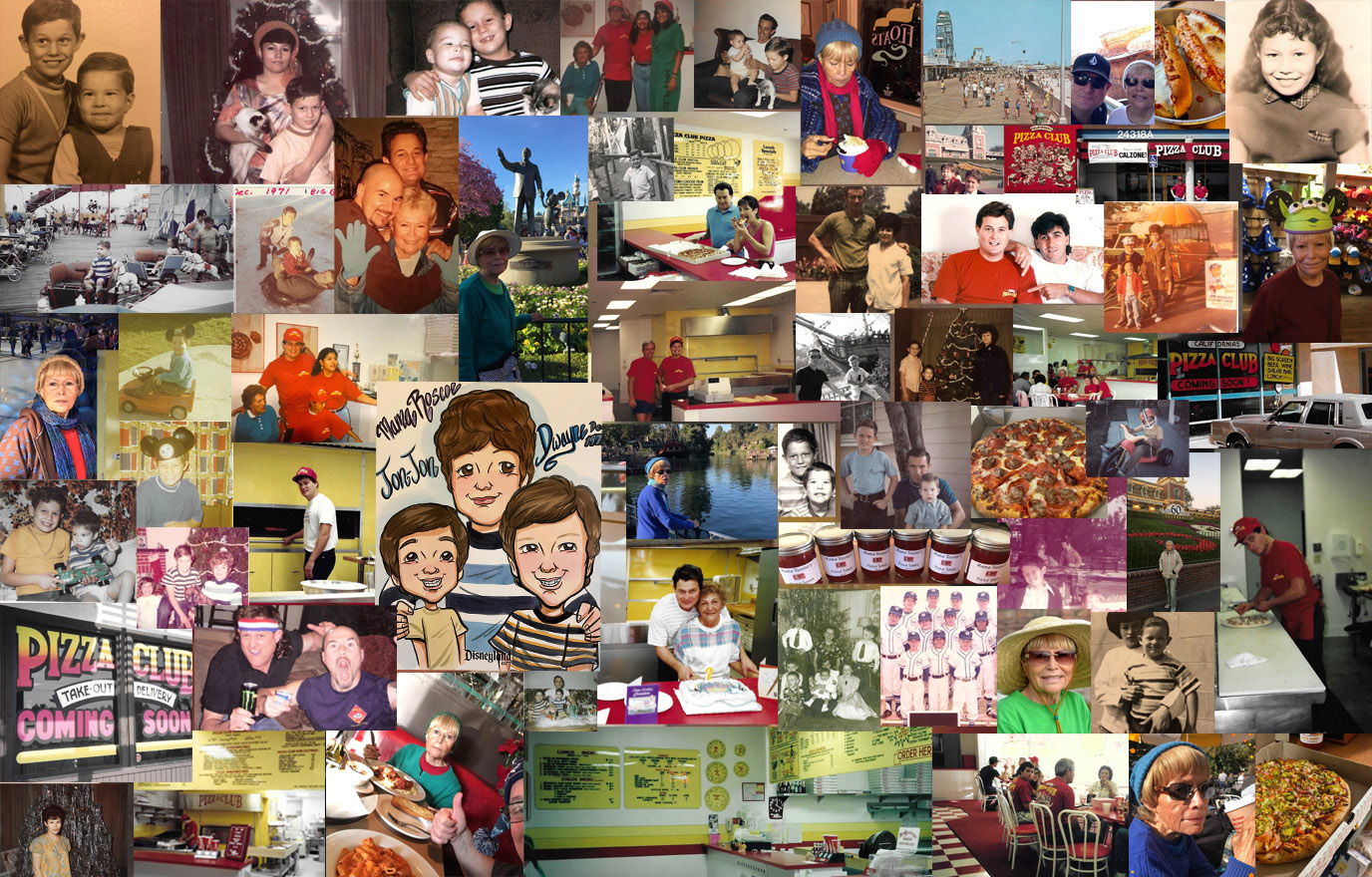 Old menu board and family photos